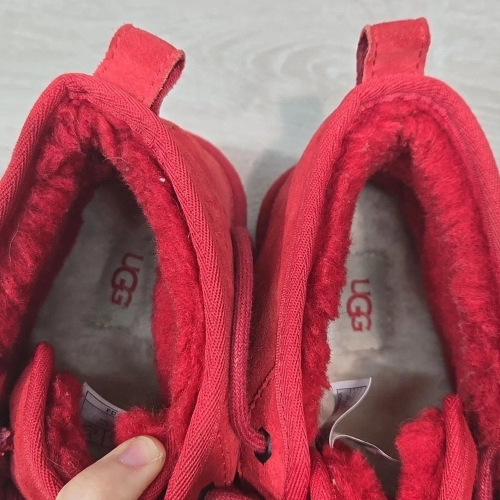 UGG Australia Mens Neumel 3236 Ankle Red Suede Sheepskin Boots Sz 8